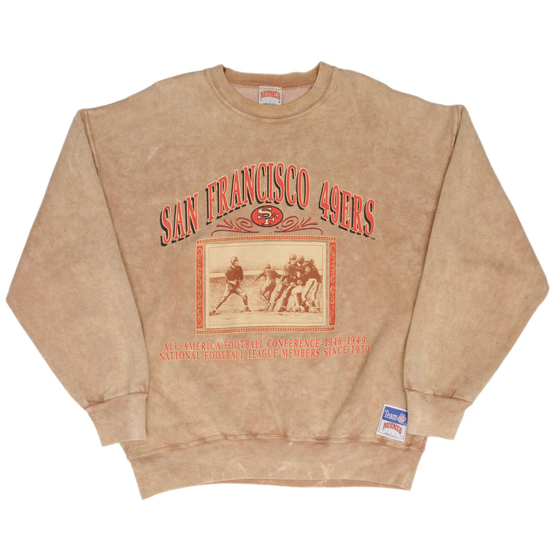 Vintage Nfl San Francisco 49Ers 1990S Beige Sweatshirt Size Large Made In Usa