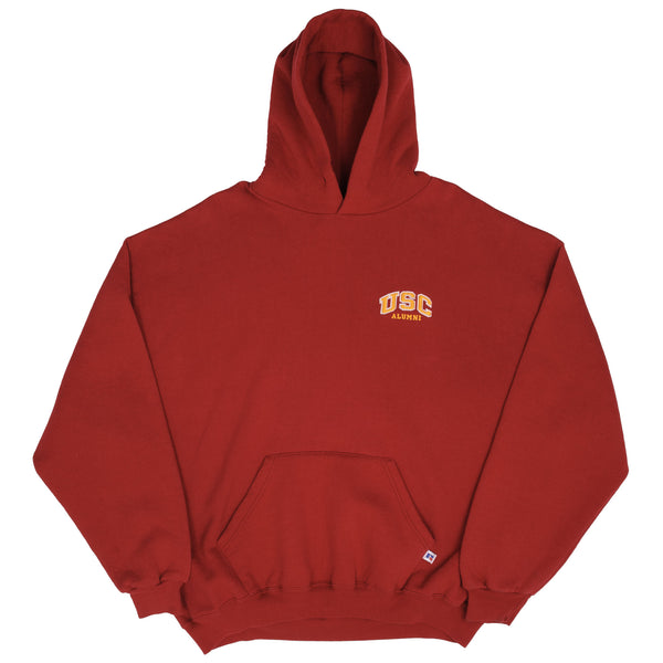 Vintage USC Russell Red Hoodie Sweatshirt 1990S Size 2XL