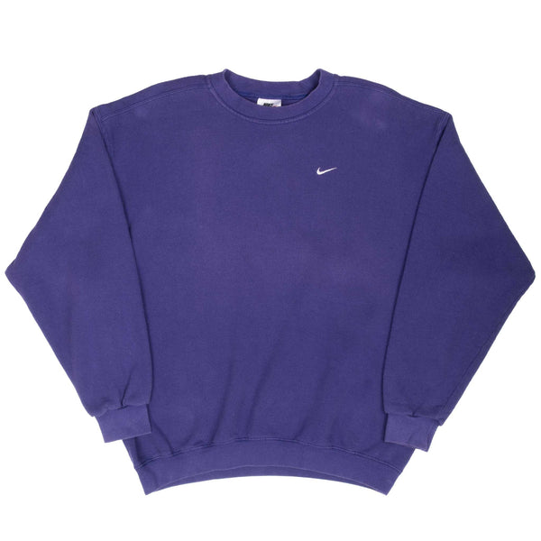 Vintage Nike Classic Swoosh Purple Sweatshirt 1990S Size Large Made In Usa