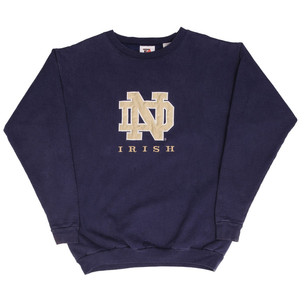 Vintage Ncaa Notre Dame University Irish Blue Sweatshirt 1990S Size XL