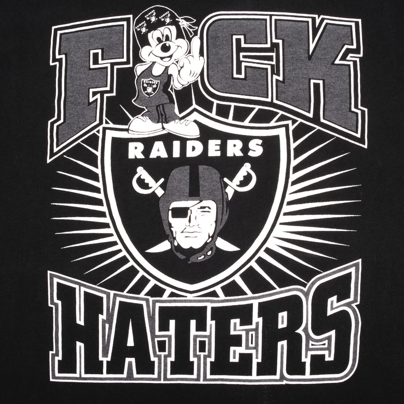 Vintage Nfl Los Angeles Raiders Mickey Mouse F*ck Haters Tee Shirt 1990S Size XL