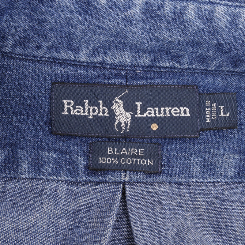 VINTAGE RALPH LAUREN DENIM POCKET SHIRT 1990S SIZE LARGE