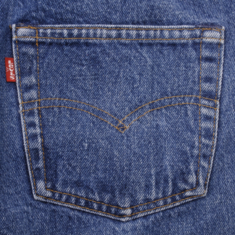 Beautiful Indigo Levis 501 Jeans 1980s Made in USA with Medium Wash With Blue Bar Tacks  Size on tag 34X32 Actual Size 33X30  Back Button #558