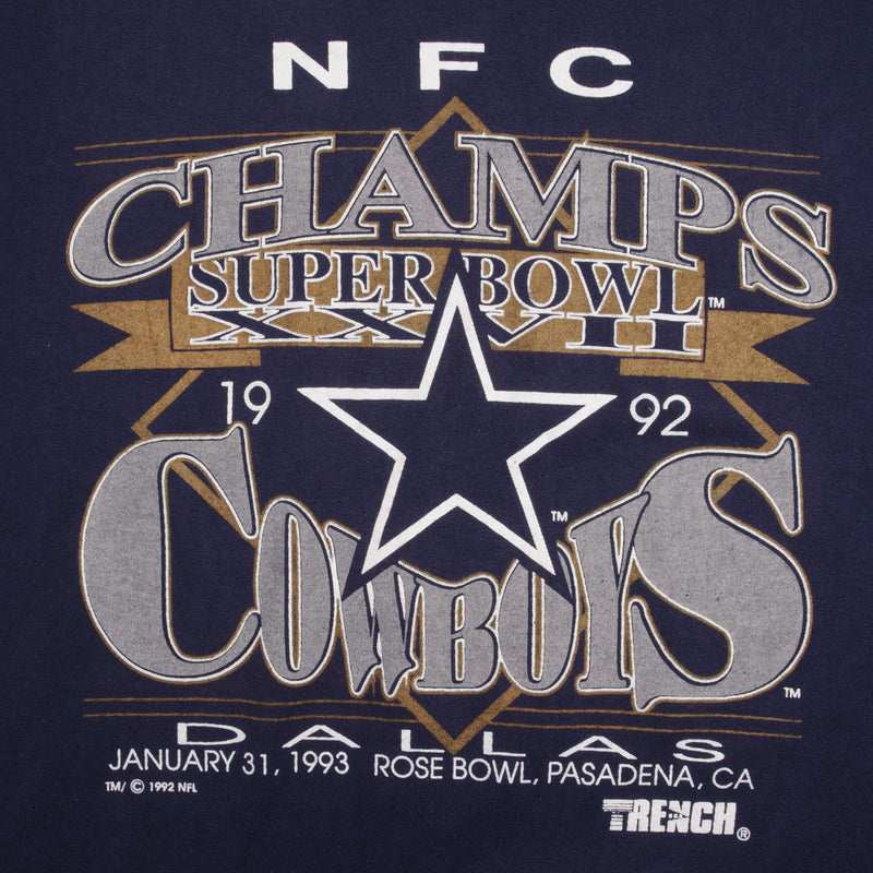 Vintage Nfl Dallas Cowboys Super Bowl Xxvii Champs 1992 Tee Shirt Xl Made In Usa With Single Stitch Sleeves