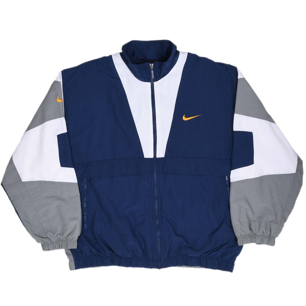 Vintage Nike Classic Swoosh Blue Windbreaker Jacket 1990S Size XL