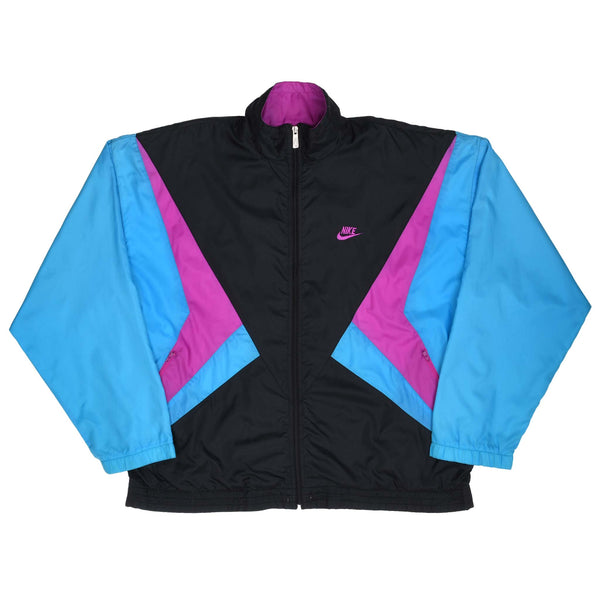 Vintage Nike Swoosh Neon And Black Windbreaker Jacket Late 1980S Size Large