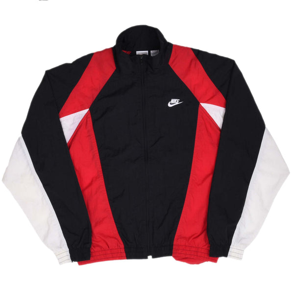 Vintage Nike Classic Swoosh Black And Red Windbreaker Jacket Late 1980S Size Medium