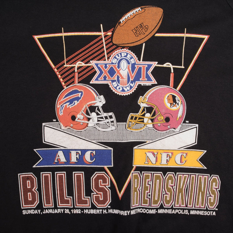 Vintage NFL XXVI Super Bowl Buffalos Bills Vs Washington Redskins Sweatshirt 1992 Size XL Made In USA