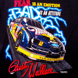 Vintage Nascar Rusty Wallace Number 2 Fear Is An Emotion, Bad Is An Attitude Tee Shirt Size L. With Single Stitch Sleeves.