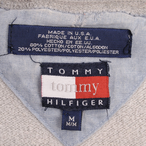 Vintage Tommy Hilfiger Spellout 1990S Grey Sweatshirt Size Medium Made In USA