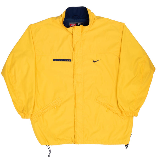 Vintage Nike Ncaa Michigan University Yellow Windbreaker Jacket 1990S Size XL