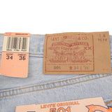 Beautiful Indigo Levis 501 Jeans 1990s Made in USA with Very Light Wash   Size on tag 34X36 Back Button #511