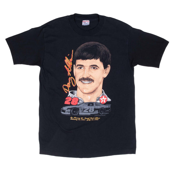 Vintage Nascar Davey Allison 1993 Memorial Tee Shirt Size Large Made In Usa With Single Stitch Sleeves