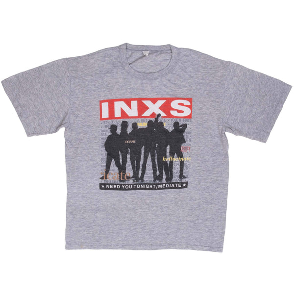 Vintage Inxs Need You Tonight/Mediate Tee Shirt 1980S Size Large Made In USA With Single Stitch Sleeves