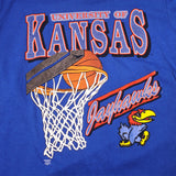 VINTAGE UNIVERSITY OF KANSAS JAYHAWKS TEE SHIRT 1988 1993 SIZE MEDUM MADE IN USA