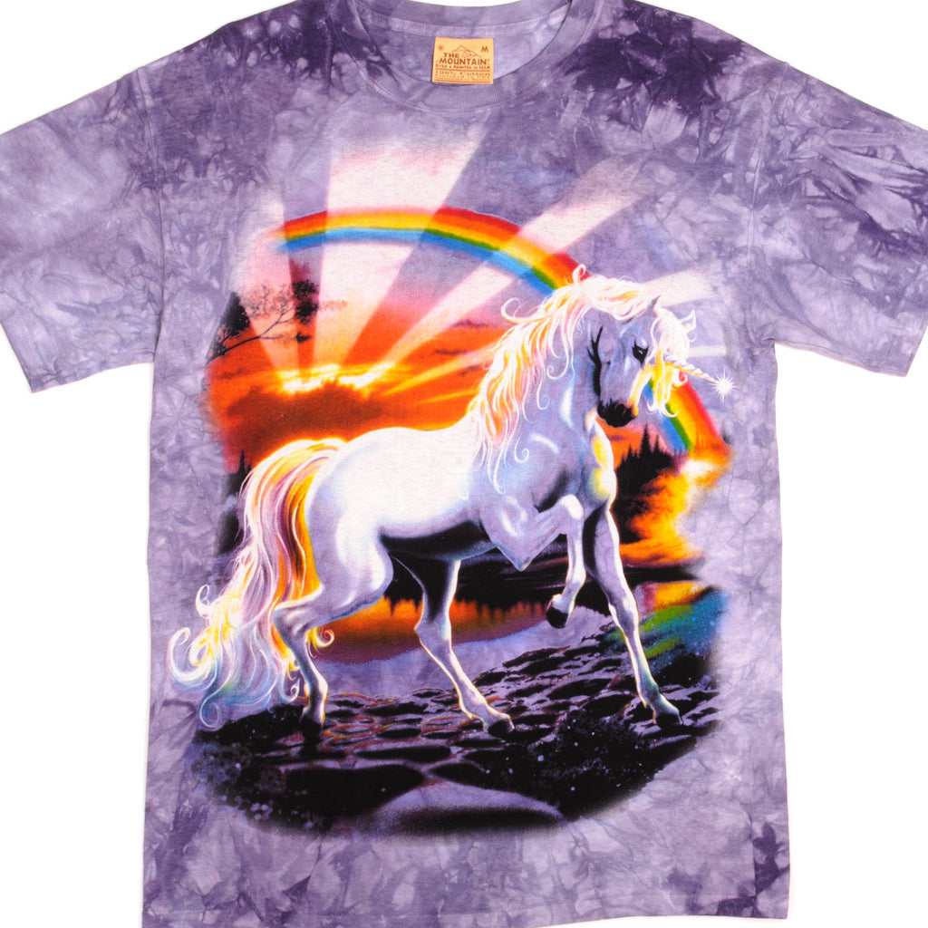 Vintage Purple Tie And Dye Unicorn - The Mountain Tee Shirt Size Medium