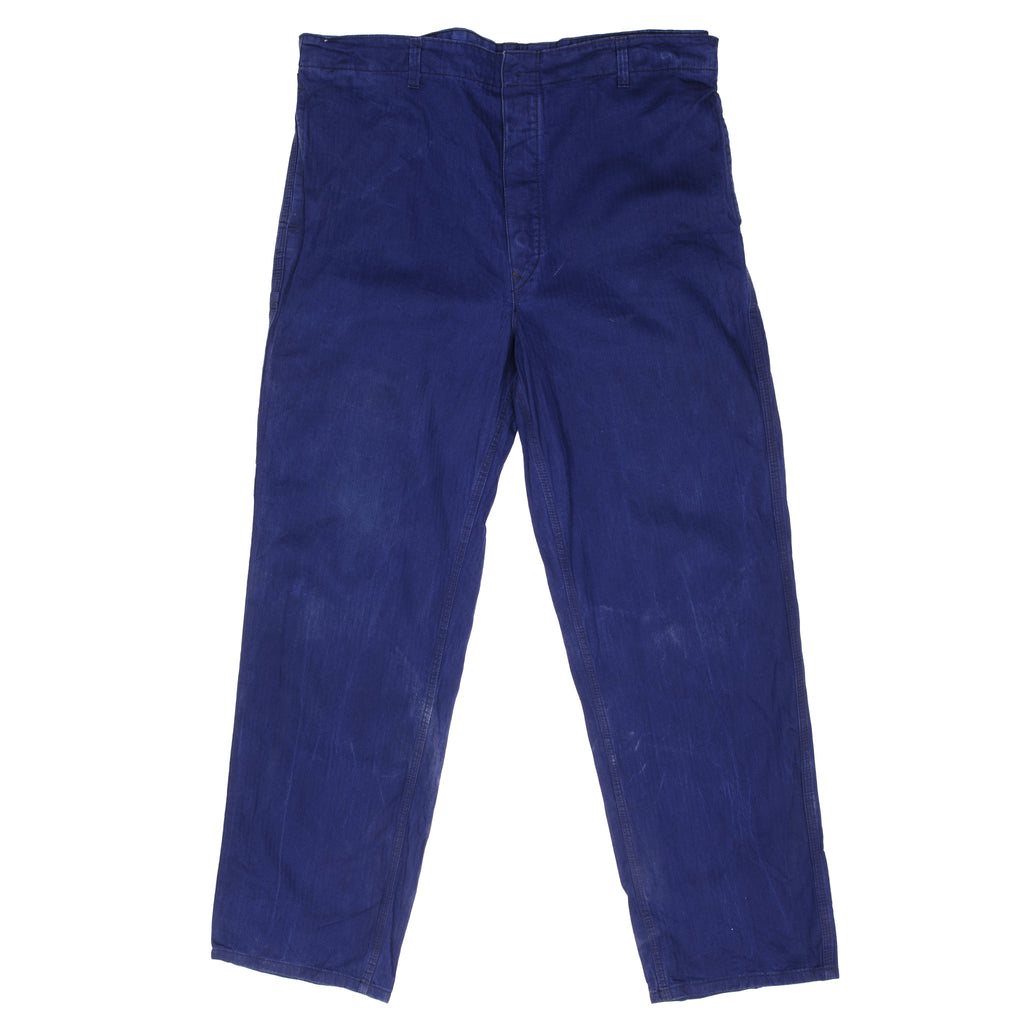 Vintage French Workwear Blue Sanfor Bucking Dreinaht Hbt Trousers Pants 1960S Size 40X32 Made In Germany