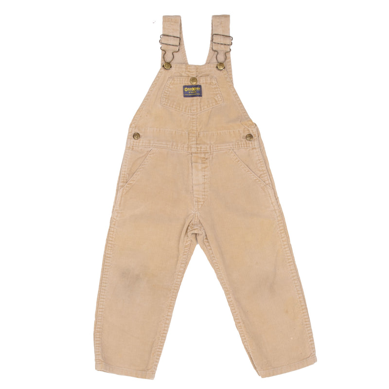 Vintage Osh Kosh B'osh Corduroy Vestbak Beige Overall Size 4T Kids 1980s Talon Zipper Made In USA