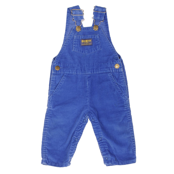Vintage Osh Kosh B'osh Corduroy Vestbak Blue Overall Size 6-9 Months Kids 1980s Made In USA