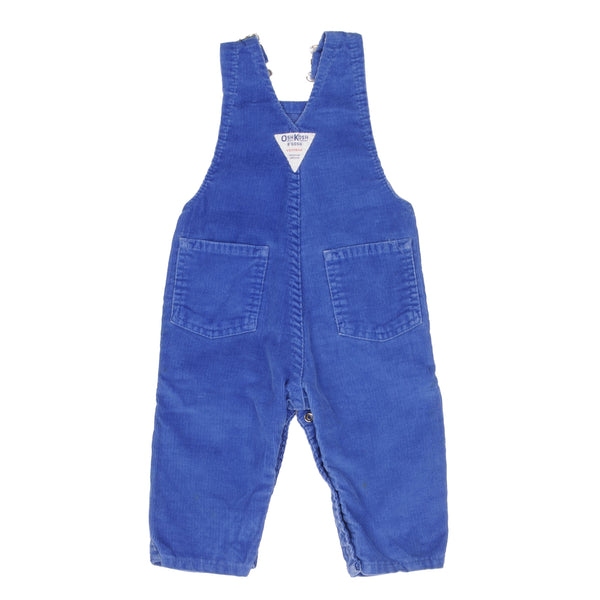Vintage Osh Kosh B'osh Corduroy Vestbak Blue Overall Size 6-9 Months Kids 1980s Made In USA