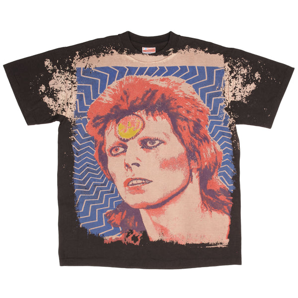 Bootleg David Bowie Mosquitohead All Over Print Tee Shirt Size Large Made In Usa With Single Stitch Sleeves