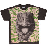 Bootleg Jurassic Park T-Rex Mosquitohead All Over Print Tee Shirt Size Large Made In Usa With Single Stitch Sleeves