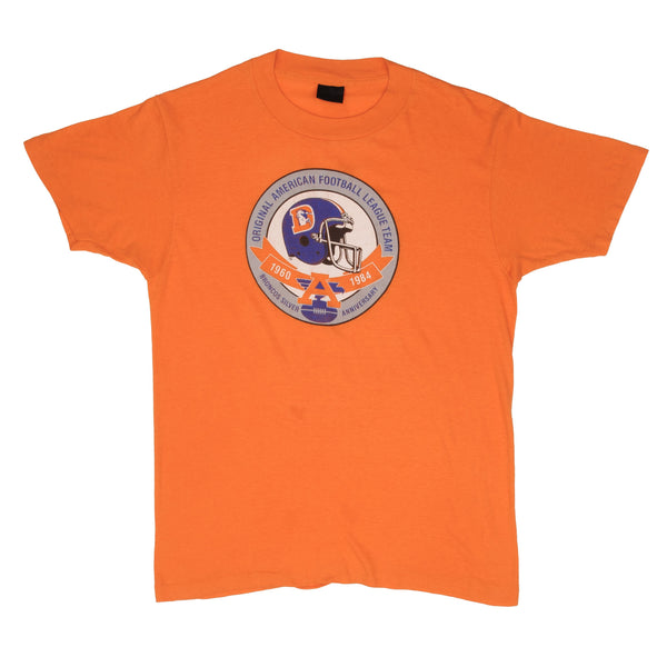 Vintage NFL Denver Broncos 1984 Anniversary Tee Shirt Size Medium Made In USA With Single Stitch Sleeves