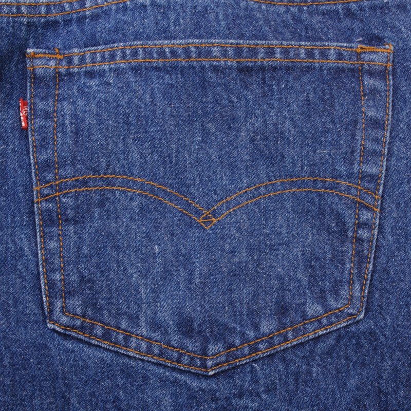 Beautiful Indigo Levis 501 Jeans 1980s Made in USA with Dark Wash   Size on tag 46X32 actual size 44X30  Back Button #522