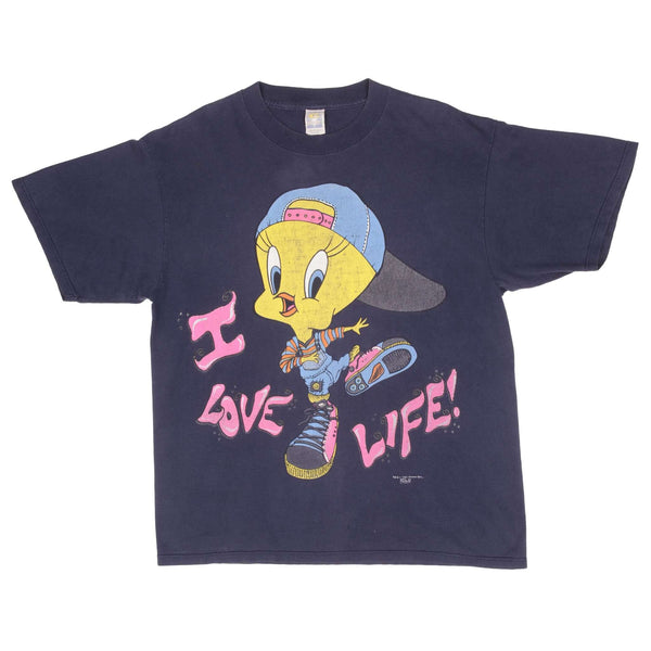 Vintage Looney Tunes Tweety I Love Life By Freeze Tee Shirt 1995 Size XL