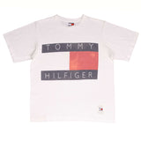 Vintage Tommy Hilfiger Spellout White Tee Shirt 1990S Medium Made In USA