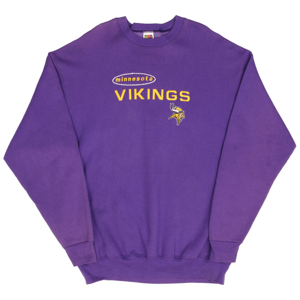 Vintage Nfl Minnesota Vikings Embroidered Sweatshirt 1990S Size 2XL Made In USA