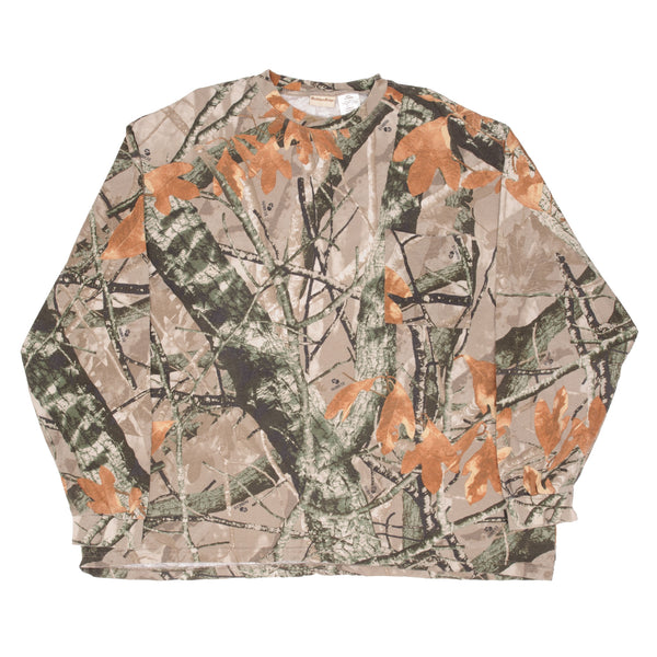 CAMISETA DE MANGA LARGA CON BOLSILLO Y ESTAMPADO 3D DE CAMO VINTAGE HUNTING FUSION, TALLA 3XL