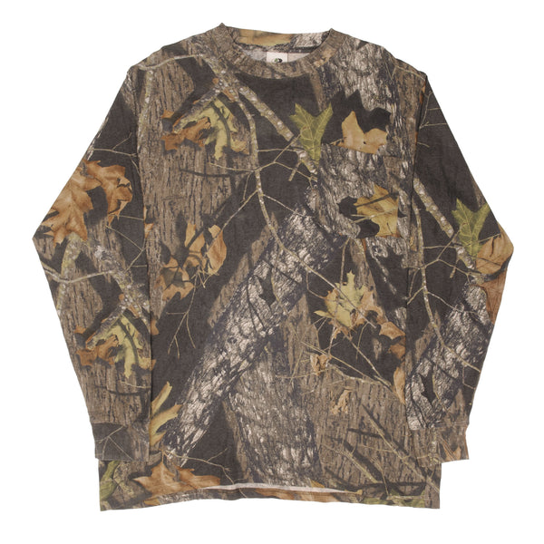 Vintage Hunting Mossy Oak Camo Long Sleeve Pocket Tee Shirt Size XL