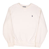 Vintage Polo Ralph Lauren Classic Crewneck Heavyweight White Sweatshirt Size Large 1990S