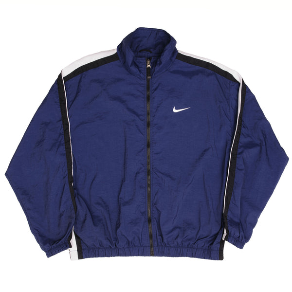 Vintage Nike Big Swoosh Blue Windbreaker Jacket 1990S Size XL