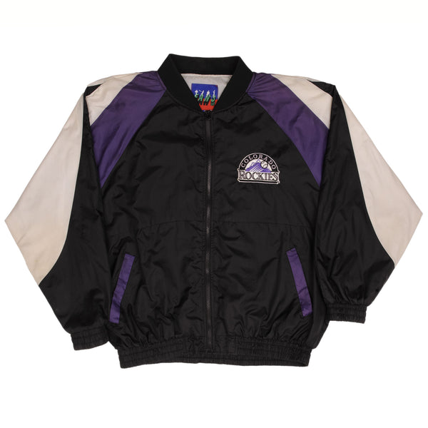 Vintage Mlb Colorado Rockies Nylon Windbreaker Jacket 1990S Size Large