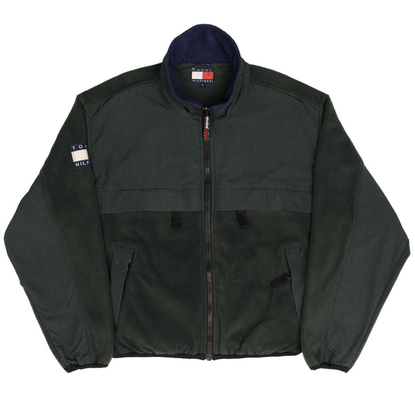 Vintage Tommy Hilfiger Green Fleece Jacket 1990S Size Large