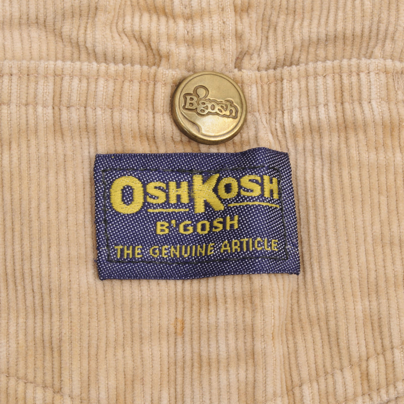 Vintage Osh Kosh B'osh Corduroy Vestbak Beige Overall Size 4T Kids 1980s Talon Zipper Made In USA