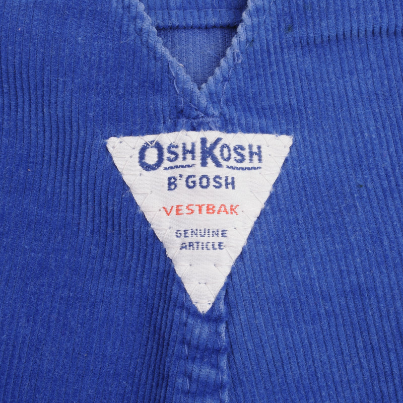 Vintage Osh Kosh B'osh Corduroy Vestbak Blue Overall Size 6-9 Months Kids 1980s Made In USA