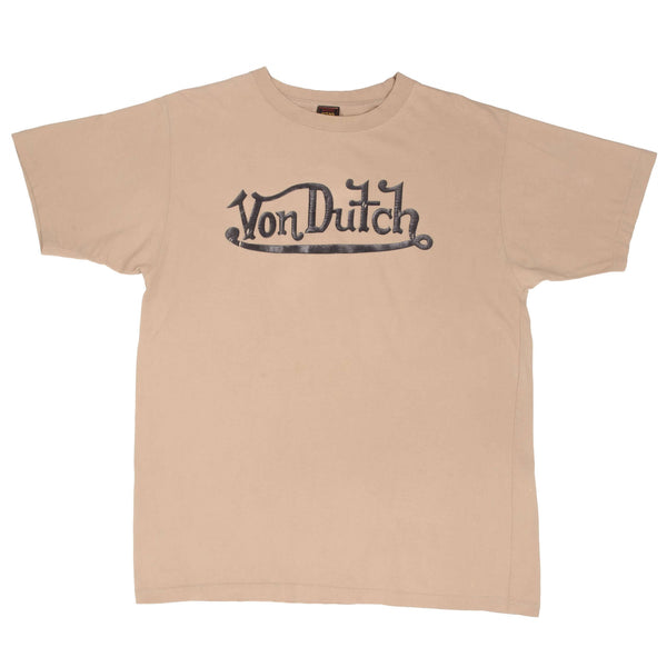 Vintage Von Dutch Beige Tee Shirt 2000S Size XL