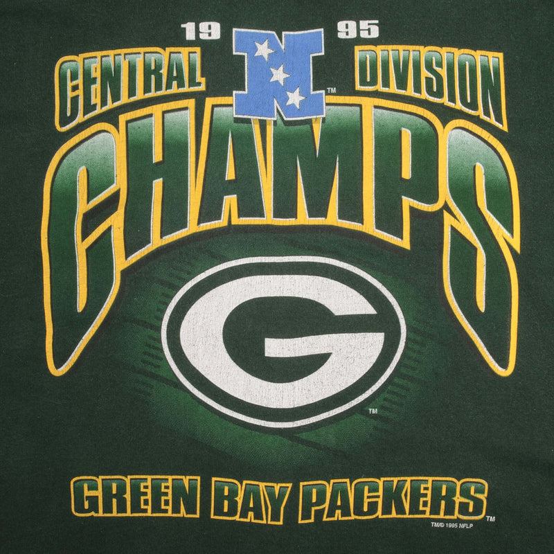 Vintage Nfl Green Bay Packers Central Division Champs 1995 Tee Shirt Size Large Made In Usa With Single Stitch Sleeves