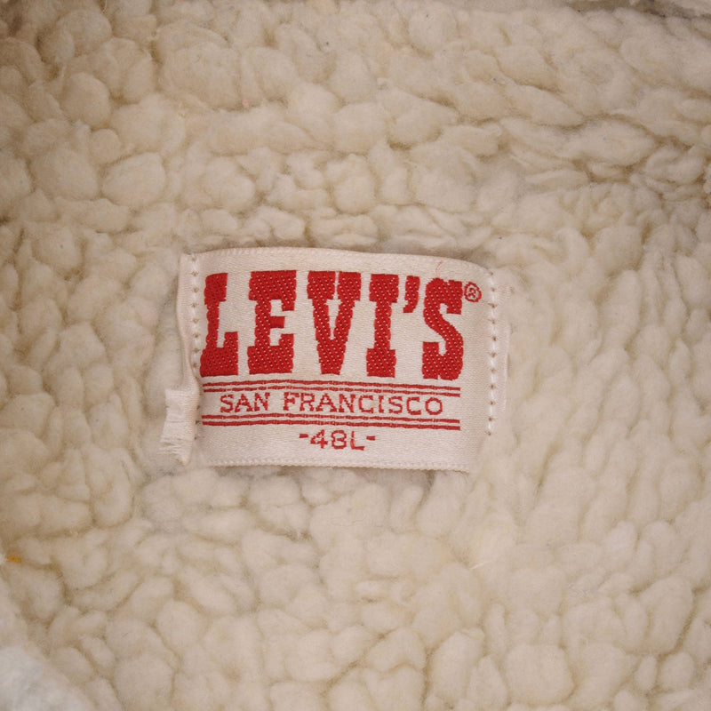 CHAQUETA VAQUERA VINTAGE DE CAMIONERO LEVIS SHERPA, AÑOS 80, TALLA 48 L, FABRICADA EN EE. UU.