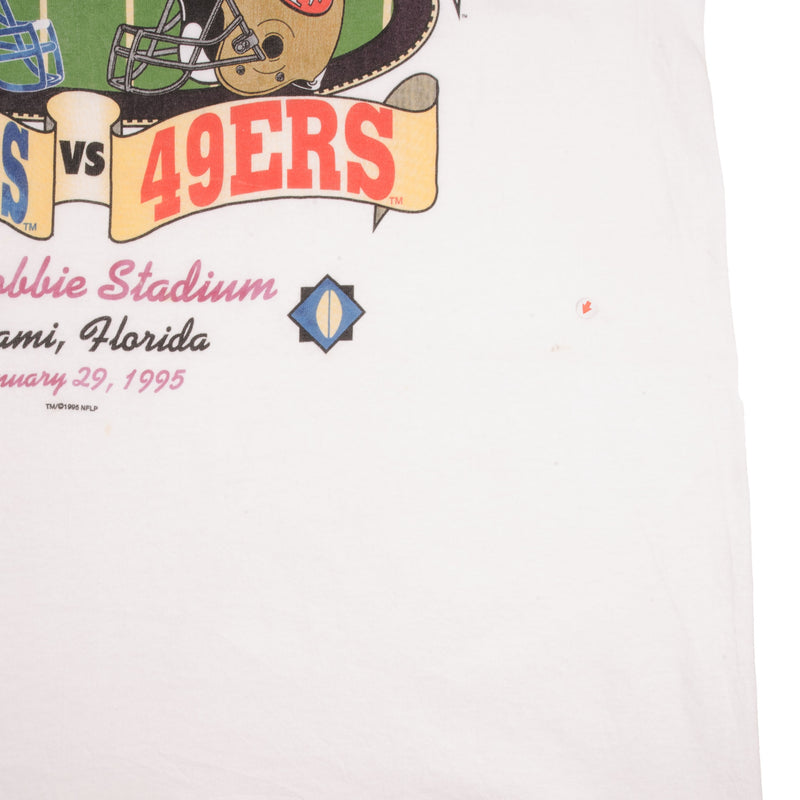 VINTAGE NFL CHARGERS VS 49ERS SUPER BOWL TEE SHIRT 1995 SIZE XL MADE IN USA