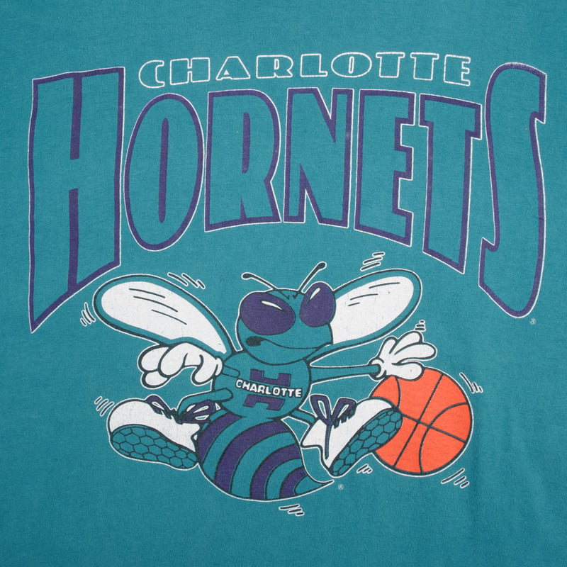 Vintage Nba Charlotte Hornets 1990S Tee Shirt Size Medium (12/14) Youth Made In USA With Single Stitch Sleeves