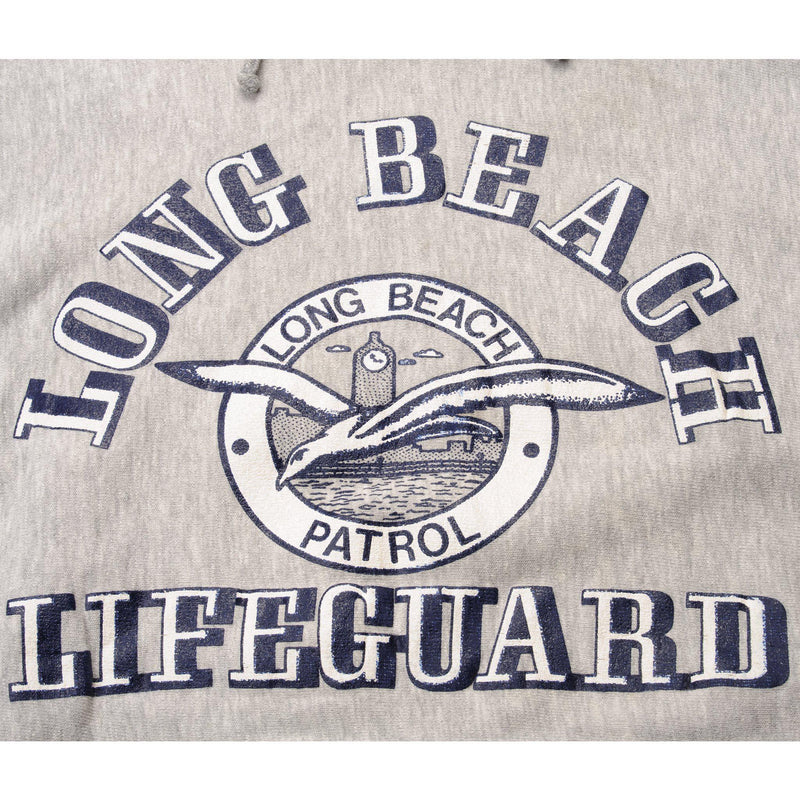 VINTAGE LONG BEACH LIFEGUARD HOODIE SWEATSHIRT SIZE LARGE MADE IN USA 1990s