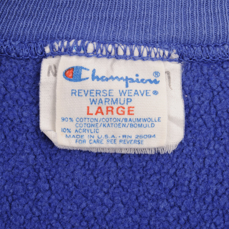 Vintage Champion Reverse Weave Blue Sweatshirt 1980S Size Large Made In USA