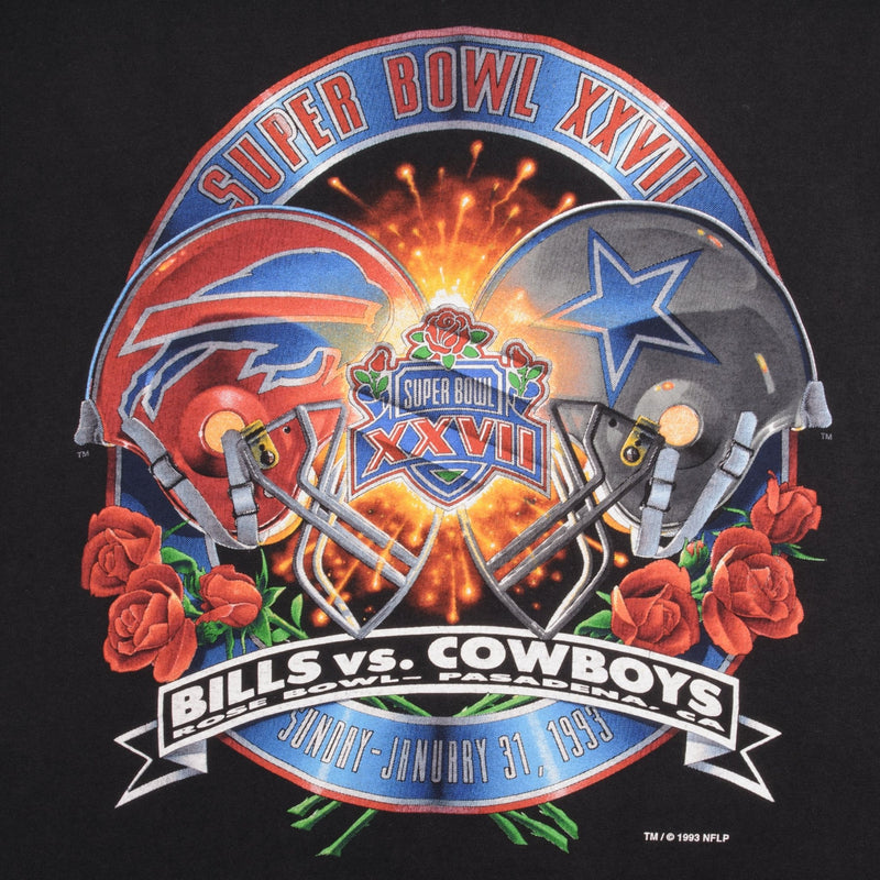 Vintage Nfl Cowboys Vs Bills Super Bowl Xxvii 1993 Tee Shirt Large Made In Usa