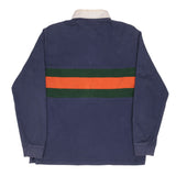 Vintage Ralph Lauren Blue Green Orange Striped Rugby Polo Shirt 1990S Size Medium