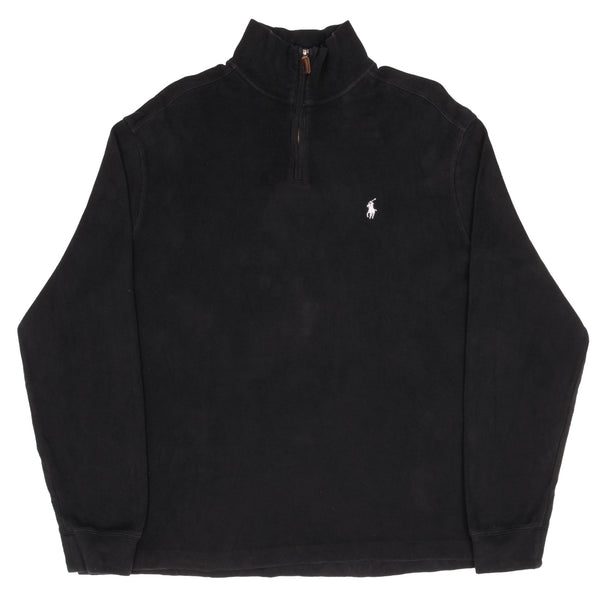 SUÉTER VINTAGE POLO RALPH LAUREN BLACK QUARTER CON CREMALLERA 1/4, AÑOS 90, TALLA XL