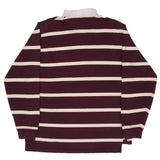 Vintage Ralph Lauren Burgundy & White Striped Rugby Polo Shirt 1990S Size Large